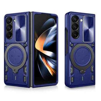 For Samsung Galaxy Z Fold7 CD Texture Sliding Camshield Magnetic Holder Phone Case(Blue)