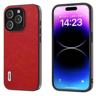 For iPhone 14 Pro Max ABEEL Retro Litchi Texture PU Phone Case(Red)