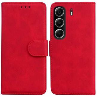 For Tecno Camon 40 Skin Feel Pure Color Flip Leather Phone Case(Red)