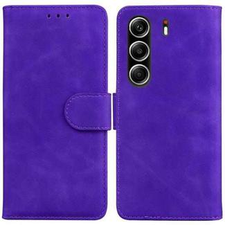 For Tecno Camon 40 Pro 4G Skin Feel Pure Color Flip Leather Phone Case(Purple)