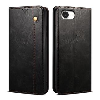 For iPhone 16e Oil Wax Crazy Horse Texture Leather Phone Case(Black)