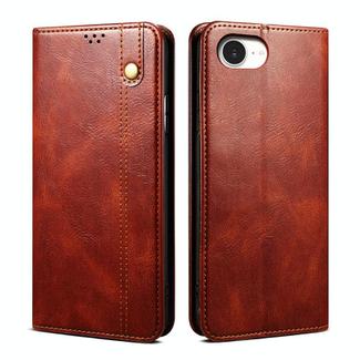 For iPhone 16e Oil Wax Crazy Horse Texture Leather Phone Case(Brown)