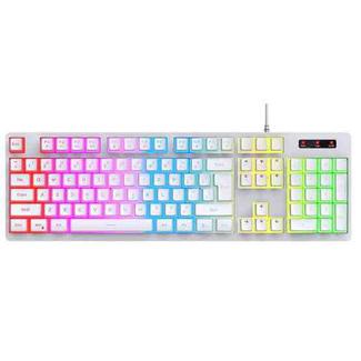 HXSJ L200 Wired RGB Backlit Keyboard 104 Pudding Key Caps(White)