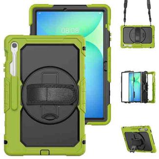 For Samsung Galaxy Tab S10 FE+ Silicone Hybrid PC Tablet Protective Case(Yellow Green+Black)