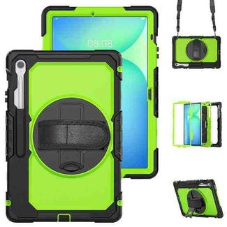 For Samsung Galaxy Tab S10 FE+ Silicone Hybrid PC Tablet Protective Case(Black+Yellow Green)