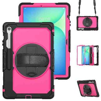 For Samsung Galaxy Tab S10 FE+ Silicone Hybrid PC Tablet Protective Case(Rose Red+Black)