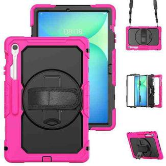 For Samsung Galaxy Tab S10 FE+ Silicone Hybrid PC Tablet Protective Case(Black+Rose Red)