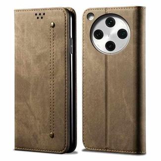 For OPPO Find X8 Denim Texture Casual Style Horizontal Flip Leather Case(Khaki)