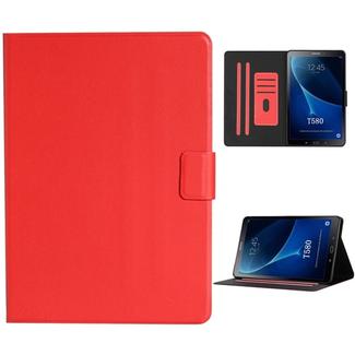 For Samsung Galaxy Tab A 10.1 T580/T585 (2016) Solid Color Horizontal Flip Leather Case with Card Slots & Holder & Sleep / Wake-up Function(Red)