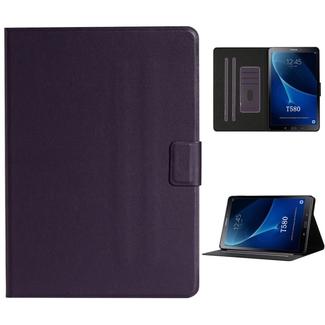 For Samsung Galaxy Tab A 10.1 T580/T585 (2016) Solid Color Horizontal Flip Leather Case with Card Slots & Holder & Sleep / Wake-up Function(Purple)