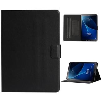 For Samsung Galaxy Tab A 10.1 T580/T585 (2016) Solid Color Horizontal Flip Leather Case with Card Slots & Holder & Sleep / Wake-up Function(Black)