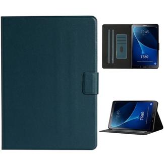 For Samsung Galaxy Tab A 10.1 T580/T585 (2016) Solid Color Horizontal Flip Leather Case with Card Slots & Holder & Sleep / Wake-up Function(Dark Green)