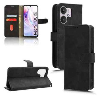 For Xiaomi Redmi 13C 5G Skin Feel Magnetic Flip Leather Phone Case(Black)