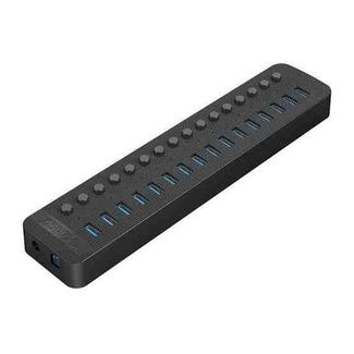 ORICO CT2U3-16AB Plastic Stripes 16 Ports USB 3.0 HUB with Individual Switches, Plug:UK Plug(Black)