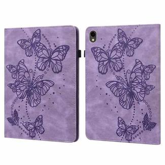 For Samsung Galaxy Tab S9 Embossed Butterfly Pattern Horizontal Flip Leather Tablet Case(Purple)