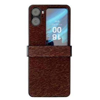 For OPPO Find N2 Flip Hinge Plush PC Phone Case(Coffee)