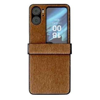 For OPPO Find N2 Flip Hinge Plush PC Phone Case(Brown)