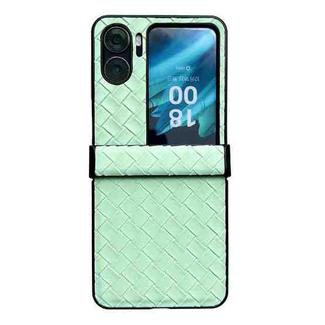 For OPPO Find N2 Flip Three-piece Set Woven Texture Folding PU Phone Case(Green)