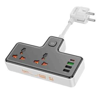 hoco AC12A Reise 2-position Expansion Socket with PD30W+3USB Ports, Cable Length: 8.5cm, EU Plug(Black)