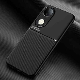 For vivo S20 Classic Tilt Strip Grain Magnetic PC Hybrid TPU Phone Case(Black)