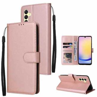 For Samsung Galaxy A25 5G 3-Card Slots Multifunctional Leather Phone Case(Rose Gold)