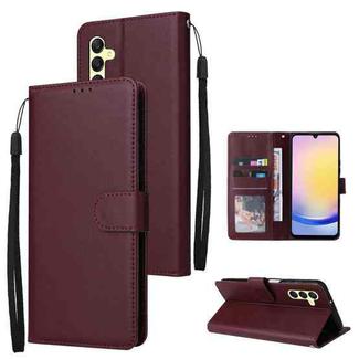 For Samsung Galaxy A25 5G 3-Card Slots Multifunctional Leather Phone Case(Wine Red)