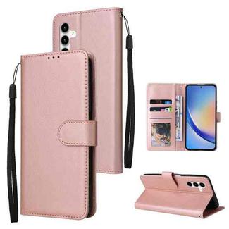 For Samsung Galaxy A35 5G 3-Card Slots Multifunctional Leather Phone Case(Rose Gold)