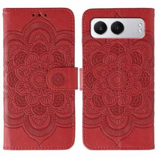 For OnePlus Nord 4 Sun Mandala Embossing Pattern Phone Leather Case(Red)