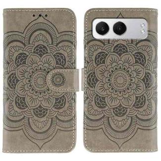 For OnePlus Nord 4 Sun Mandala Embossing Pattern Phone Leather Case(Grey)