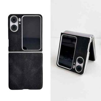 For OPPO Find N2 Flip Skin Feel Leather Texture Pearlescent Paint Shockproof Phone Case(Black)