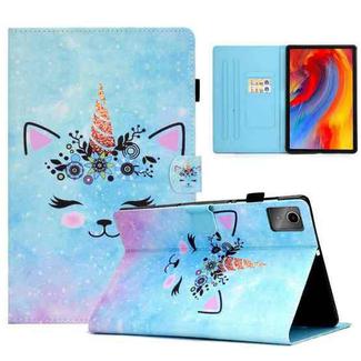 For Lenovo Tab M11 / Xiaoxin Pad 11 2024 Colored Drawing Sewing Pen Slot Leather Tablet Case(Wildebeest)
