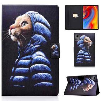 For Lenovo Tab M11 / Xiaoxin Pad 11 2024 Electric Pressed Colored Drawing Smart Leather Tablet Case(Little Yellow Cat)
