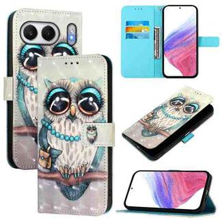 For OnePlus Nord 4 5G 3D Painting Horizontal Flip Leather Phone Case(Grey Owl)