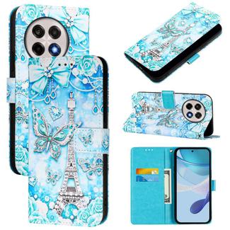 For OnePlus 13R / Ace 5 / 5 Pro Colored Drawing Pattern Plain Weave Leather Phone Case(Tower Butterfly)