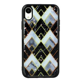 For iPhone XR Marble Series Stars Powder Dropping Epoxy TPU Protective Case(Diamond Plaid)
