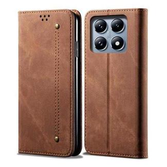 For Xiaomi 14T Pro Denim Texture Casual Style Horizontal Flip Leather Case(Brown)