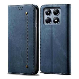 For Xiaomi 14T Pro Denim Texture Casual Style Horizontal Flip Leather Case(Blue)