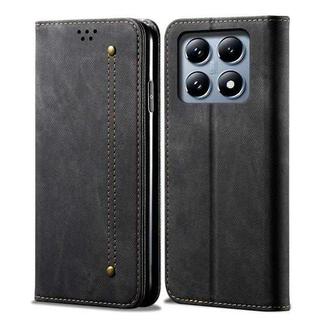 For Xiaomi 14T Pro Denim Texture Casual Style Horizontal Flip Leather Case(Black)