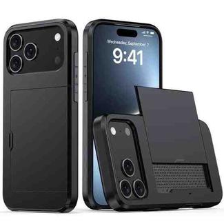 For iPhone 17 Pro Max Shockproof Armor Phone Case with Card Slot(Black)