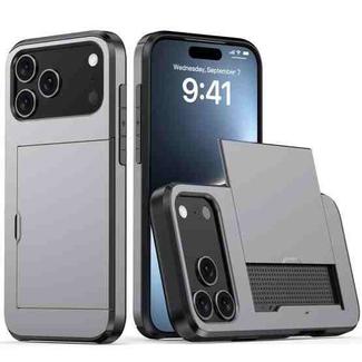 For iPhone 17 Pro Max Shockproof Armor Phone Case with Card Slot(Grey)