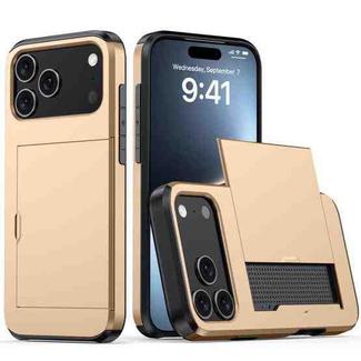 For iPhone 17 Pro Max Shockproof Armor Phone Case with Card Slot(Gold)