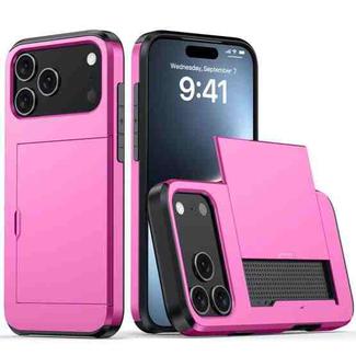 For iPhone 17 Pro Max Shockproof Armor Phone Case with Card Slot(Rose Red)