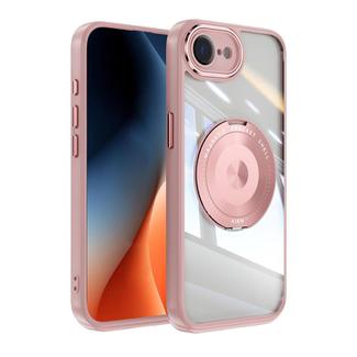 For iPhone 16e 360 Holder Magsafe Acrylic Hybrid TPU Phone Case(Pink)