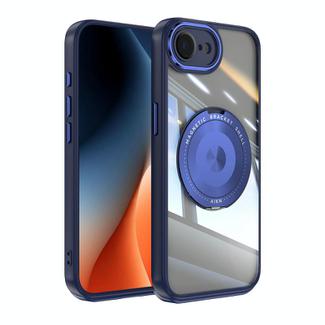 For iPhone 16e 360 Holder Magsafe Acrylic Hybrid TPU Phone Case(Blue)