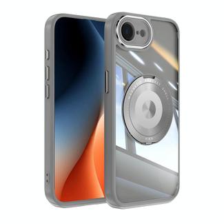 For iPhone 16e 360 Holder Magsafe Acrylic Hybrid TPU Phone Case(Frosted White)