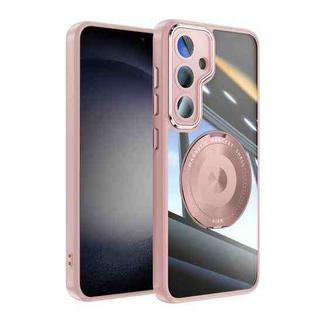 For Samsung Galaxy S24 5G 360 Holder MagSafe Acrylic Hybrid TPU Phone Case(Pink)