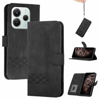 For Redmi Note 14 4G 164.84mm Cubic Skin Feel Flip Leather Phone Case(Black)