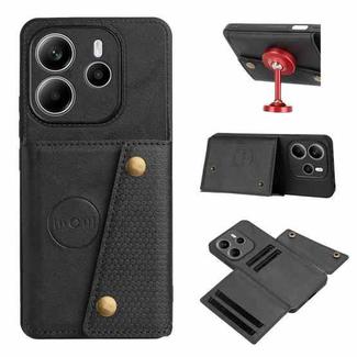 For Redmi Note 14 4G 163.25mm Double Buckle Card Slots Magnetic Phone Case(Black)