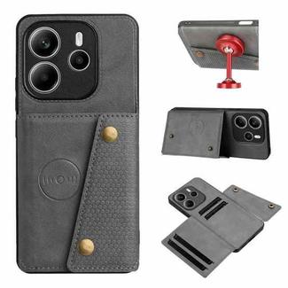For Redmi Note 14 4G 163.25mm Double Buckle Card Slots Magnetic Phone Case(Grey)