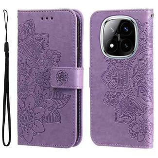 For Redmi Note 14 Pro 5G / Note 14 Pro+ 5G Seven-petal Flowers Embossing Leather Phone Case(Light Purple)